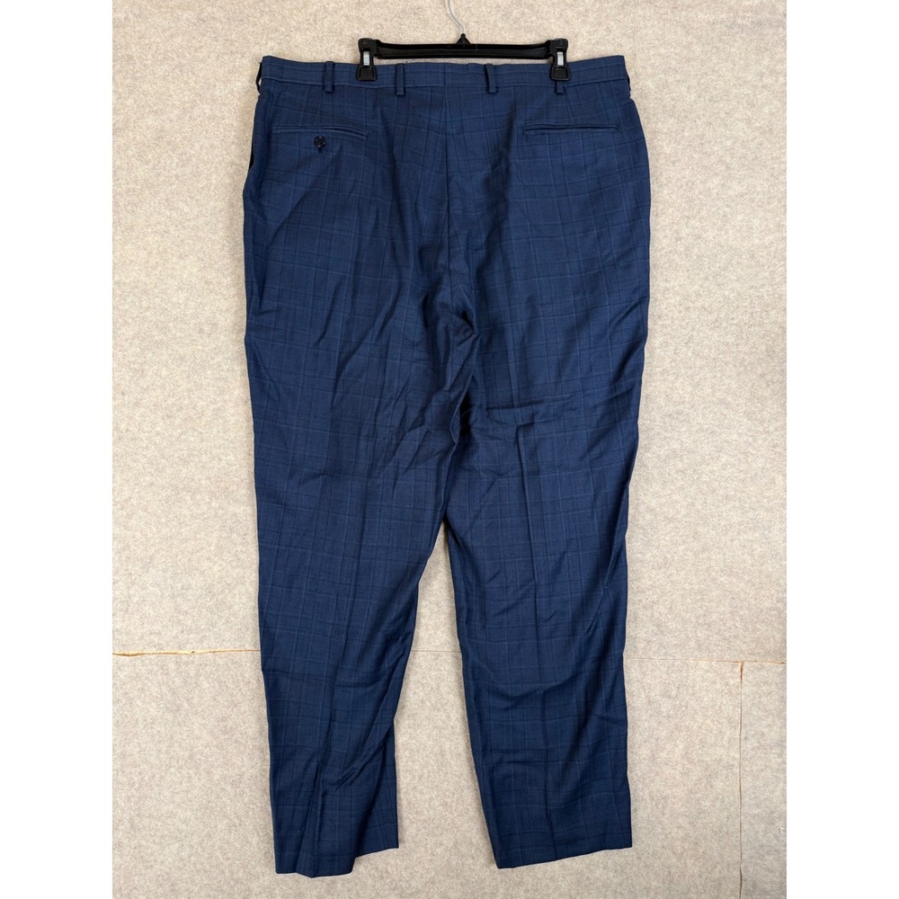 Jos. A. Bank Dress Pants 41x30.5 Blue Glen Plaid Flat Front Trousers Mens - Picture 3 of 9